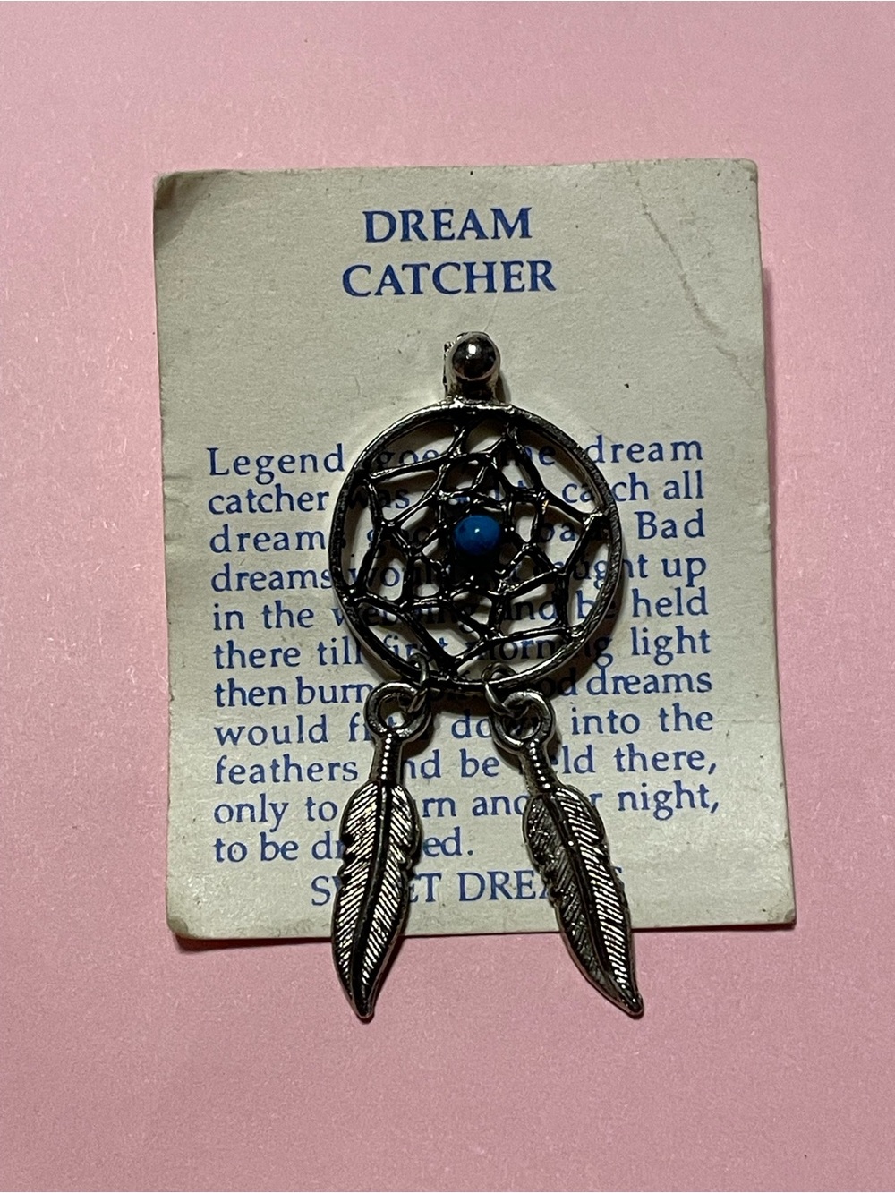Vintage Native Silver Tone Dream Catcher Lapel Pin #7611